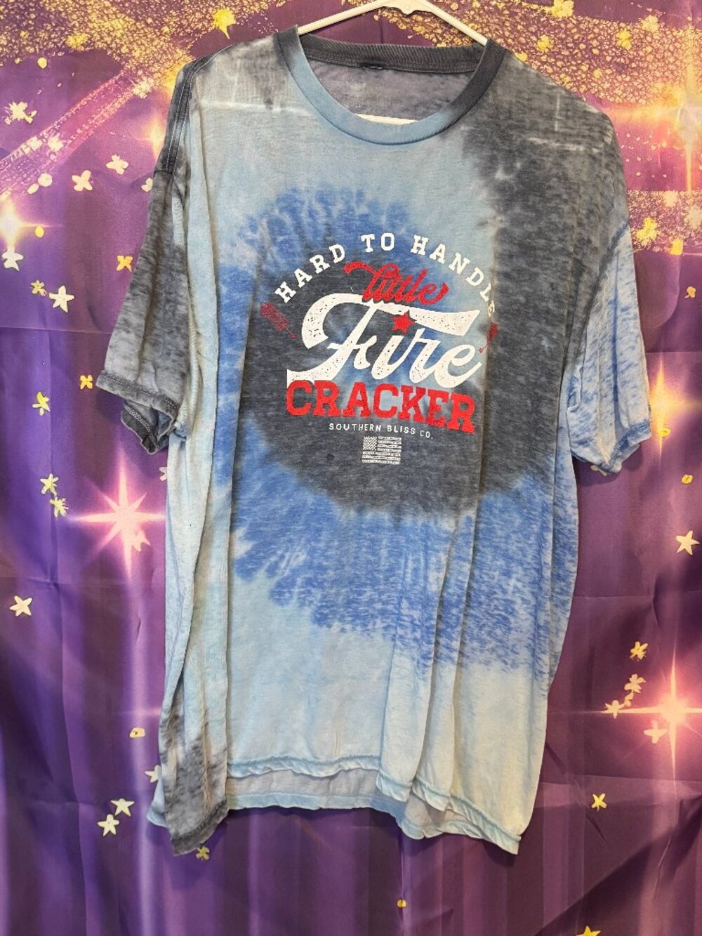 Southern Bliss - Firecracker Spiral Burnout T-Shirt - Blue - 2x